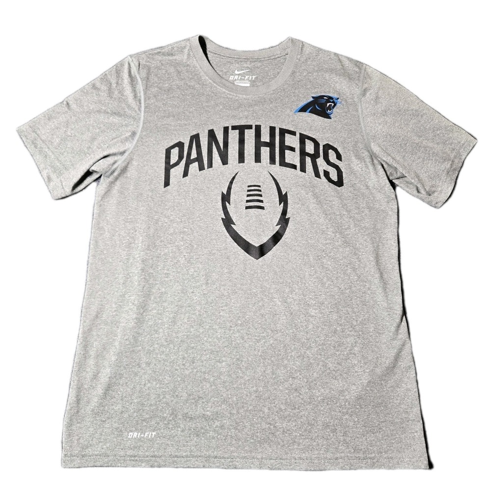 Carolina Panthers Shirt Mens Medium Gray Nike Dri Fit NFL Football Short Sleeve